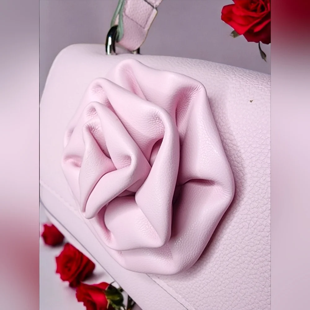 Madden NYC Women's Rosette Top Handle Handbag In Pastel Pink NWT - Picture 6 of 16